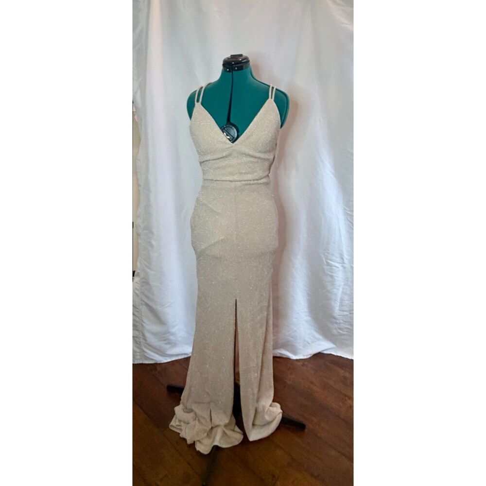 Windsor silver pink glitter formal gown. Size 9.